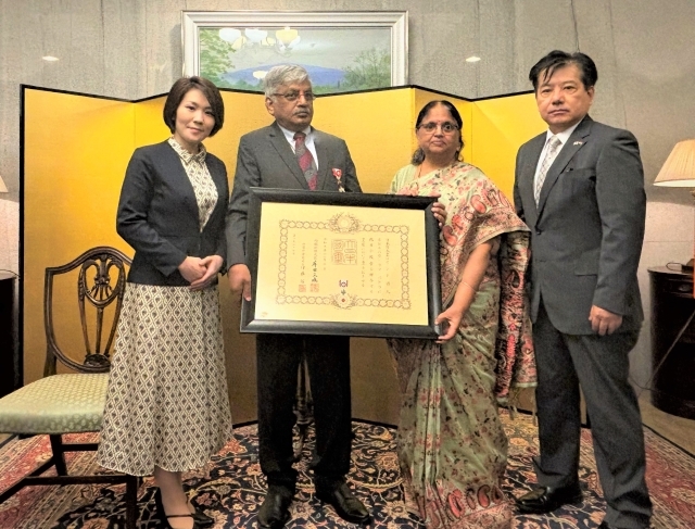 7 May 2024: The Conferment of The Order of Rising Sun, Gold Rays with Rosette to Mr. Boddupalli Rama Bhadra, President, ASA Bhanu Japan Center, Hyderabad.